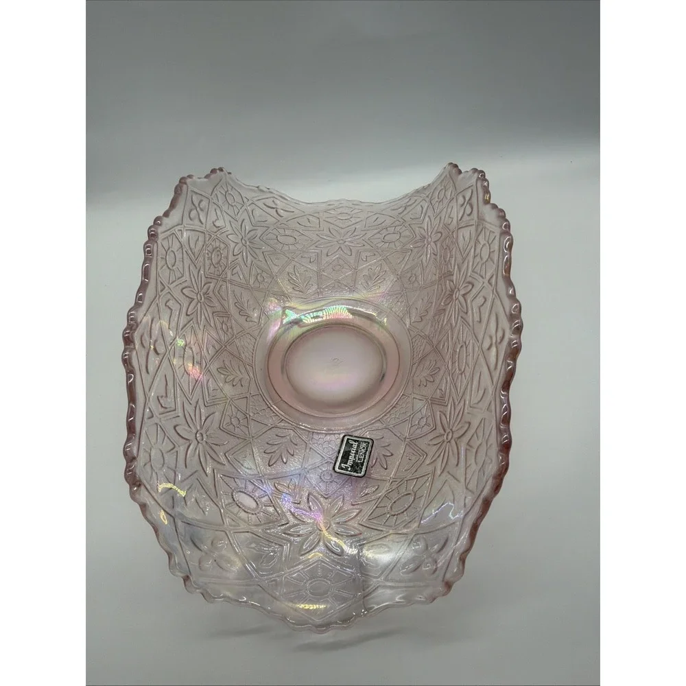 Lenox Imperial Glass Banana Boat,‎ Pink Iridescent Fruit Bowl, Hattie Pattern